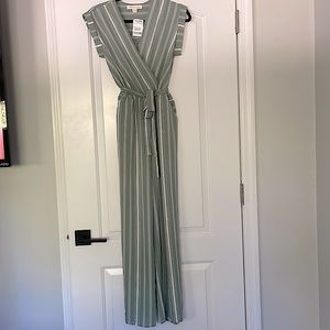 Brand New Green striped jumpsuit!